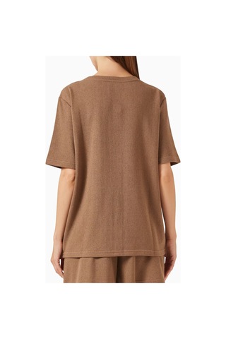 Enandı Brown Textured T-shirt, Dokulu Pamuklu Hafif Ve Nefes Alabilir Üst Kahverengi