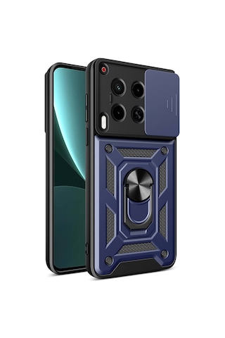 Zore Tecno Camon 30 Kılıf Magnetik Standlı Kamera Korumalı Msra Sürgülü Vega Kapak-mavi Mavi