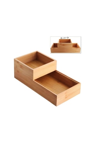 2'li Bambu Organizer Seti - Banyo, Mutfak Ve Ofis Düzenleyici