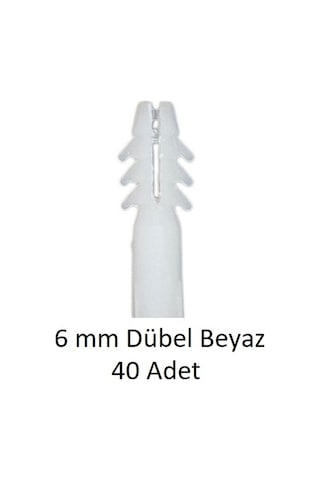 Dübel, 6 Mm Beyaz Dübel, 40 Adet