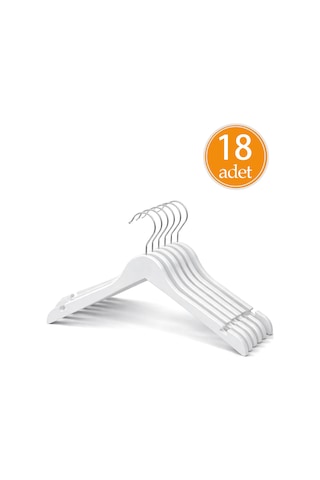 Premium Kalite 18'lı Plastik Elbise Askısı - Beyaz