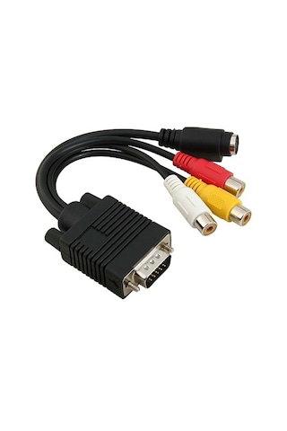 VGA SVGA S Video 3 RCA Dönüştürücü AV Kablo Adaptörü