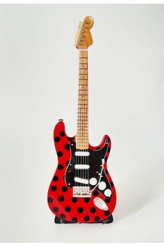 El Yapımı 1/4 Ölçek Minyatür Elektro Gitar Stratocaster Polka Dot
