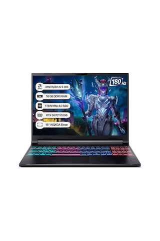 Acer Nitro 16S NH.U07EY.001 Ryzen AI 9 365 16 GB 1 TB SSD RTX5070Ti 16" WQXGA Free Dos Dizüstü Bilgisayar