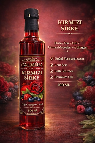 Calmira Kırmızı Sirke 500 Ml / Elma / Nar / Gül / Orman Meyveleri + Collagen