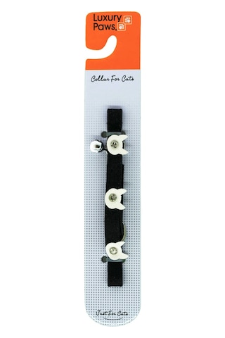 Luxury Paws Kedi Boyun Tasması Felix Taşlı Siyah 10mm-32CM