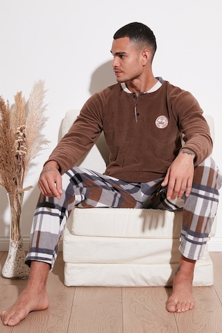 Buratti Regular Fit Bisiklet Yaka Kışlık Yumuşak Dokulu Polar Erkek Pijama Takımı 6096100 Camel