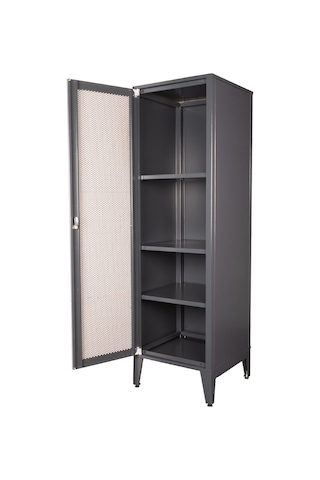 Alfafonet Ziglat 1550 Serisi Kilitli Metal Home Office Dolabı %70 Perfore Kapaklı Antrasit Gri 450x1500x450 Mm