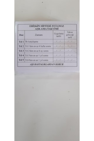 Erişkin Difteri-Tetanoz Aşı Kartı