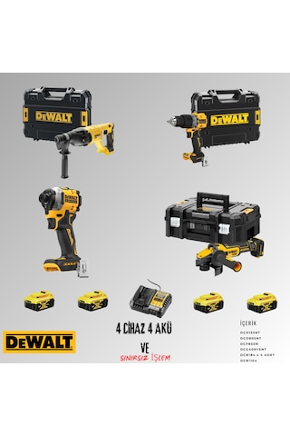 Dewalt DCH133NT + DCD805NT + DCF850N + DCG409VSNT 4 Adet 5 Amper Akü + Şarj Aleti Set