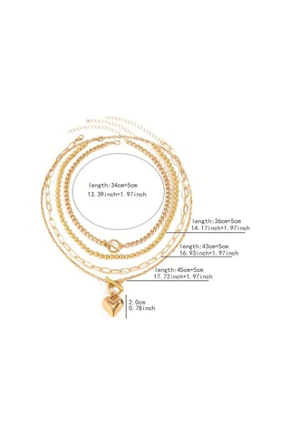 Girift Vintage Clam 4 Adet Gold Kolye Seti Gold