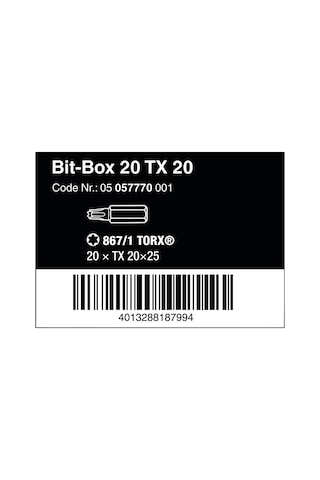 Wera 05057770001 Uç Seti, Uç Kutusu 20 Tx 20, 20 Parça