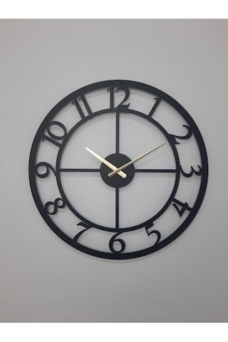 Rakamlı Metal Siyah Duvar Saati 1,5 Mm Kalınlık 60 X 60 Cm Siyah