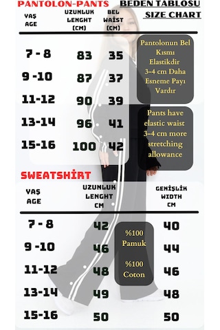 Kız Çocuk %100 Pamuk Kapüşonlu Uzun Kol Oversize Alt&üst Eşofman Takımı-eşt-0021 KREM