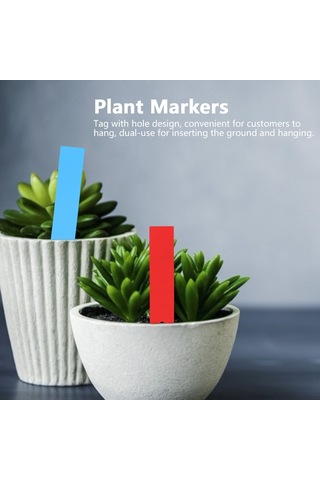 Xiyyadms Pvc Su Geçirmez Bitki Etiketleri, Çift Kullanımlı Toprağa Takma Ve Asma , Yazılabilir, 100 Adet Mavi+kırmızı