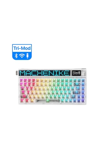 Machenike KT84-B84W Tri-Mode Gateron White Switch LCD RGB İngilizce Oyuncu Klavye