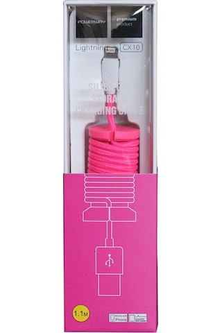 Powerway CX10 Örgülü Lightning Hızlı Şarj Kablosu 1.1 M Pembe