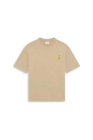 American Rag Cie 100% Pamuk D Raisin T - Shirt Önden Ve Arkadan D Nakışlı, Ribana Yaka Bej