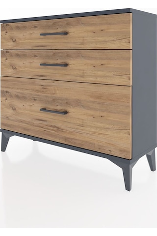 Arges Şifonyer 3 Çekmeceli 88x30x80 Antrasit-çam Antrasit