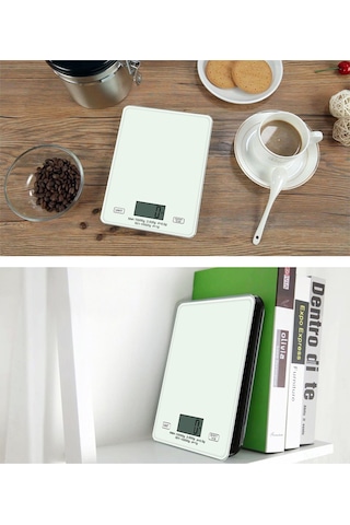 Mufunye Beyaz Ev Kullanıma Küçük Mutfak Terazi, Yüksek Hassasiyetli Sensör, Cam Platform, Usb Şarjlı, Birim Dönüştürücü, Kolay Temizlenir Çok Renkli