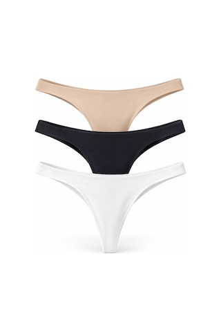 Bonbon Kadın Pamuk Kumaş 3'lü Paket Dikişsiz İz Yapmaz Lazer Kesim String Bb2851 Çok Renkli