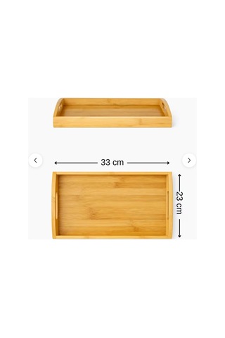 %100 Doğal Bambu Servis Tepsisi 33 X 22 Cm, Kulplu Kahvaltı Tepsisi, Çay Ve Kahve Sunum Tepsisi, Hafif Ve Dayanıklı Çok Amaçlı Bambu Tepsi