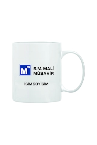 Mali Müşavire Özel Kupa Bardak İsim Yazılı Beyaz