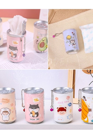 Maridet Sevimli Kutu Kola Görünümlü Islak Mendil Anahtarlık