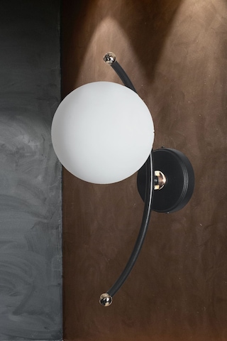 Luzarana Nora Siyah-gold Metal Gövde Beyaz Camlı Tasarım Aplik