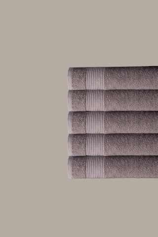 5 Li Kareli Gri Renk Yumuşak Pamuk El Yüz Havlu Seti 50x90 Cm