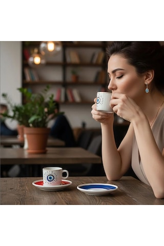 Güral Porselen Mental 4 Parça Çay Fincan Takımı 6705 Beyaz
