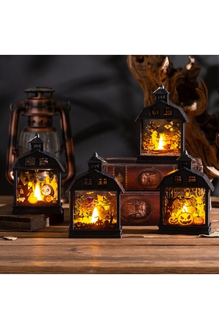 Suofeng Korku Atmosferi Yaratan Klasik Halloween Feneri - Balkabaklı, İskelet Dekoratif Partı Aleti Çok Renkli