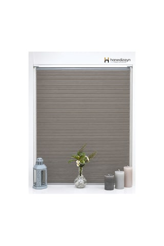 Hanedizayn %100 Blackout Karartma Honeycomb Plise Perde Işık Geçirmeyen Isı Yalıtımlı Perde Ekru Honey01