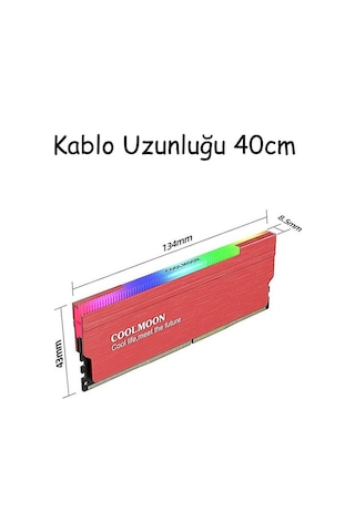 Coolmoon Argb Pasif Ram Soğutucu 5V3Pin Masaüstü Ram Soğutucu Kırmızı