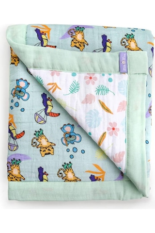 Milk&moo Müslin Battaniye Elyaf Dolgulu Jungle Friends Çok Renkli