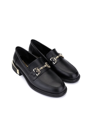 Tamer Tanca Kadın Hakiki Deri Siyah Deri Loafer Ayakkabı 1061 5117 Bn Ayk Sk25-26 Sıyah Dr Siyah