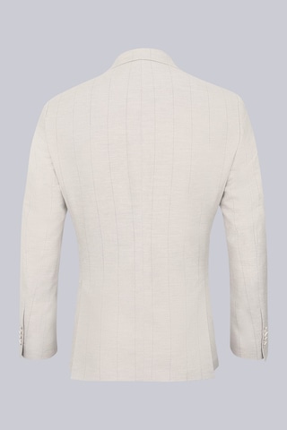 Hatemoğlu Gri Slim Fit Çizgili Sivri Yaka Keten Casual Takım Elbise