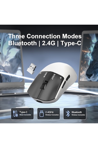Magegee Scout & Rgb Dock Station 12.000dpı Paw3311 Triple Mode Kablolu/bluetooth/2.4g Beyaz Gaming Mouse -