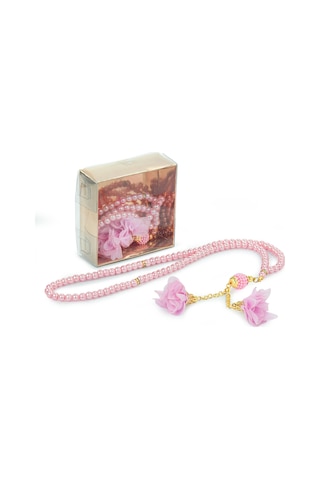Güllü İnci Görünümlü Tesbih - Kutulu - Hediyelik - Pembe