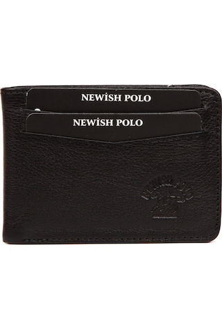 Newish Polo Erkek Hakiki Deri Cüzdan Ve Kartlık New152 Siyah