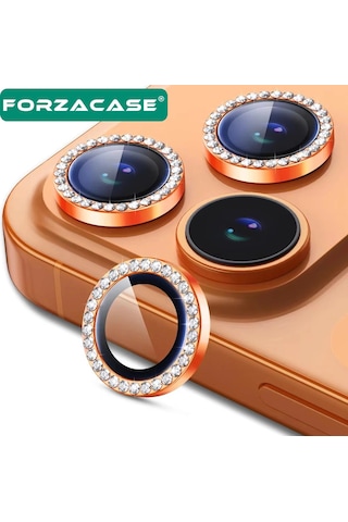 Forzacase Apple Uyumlu iPhone 17 Pro Max İle Elmas Taşlı Kamera Camı Lens Koruyucu Halka Seti - Fc1126 Gümüş