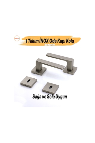 Paytak İnox Oda Kapı Kolu Kare Rozetli Sağa Sola Uygun İç Dış Ev Oda Kapısı Kilitlenebilir 1 Takım