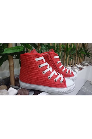 Scarpe Magiche Kırmızı Örmeli Kız Ayakkabısı 31-35 Numara Arası Işıksızdır Kırmızı