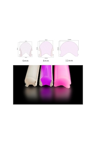 Ikinci Nesil Mor Difüzör 5 Metre 6mm Neon Led Silikon Şerit Kapağı Led Şerit İçermez Mor