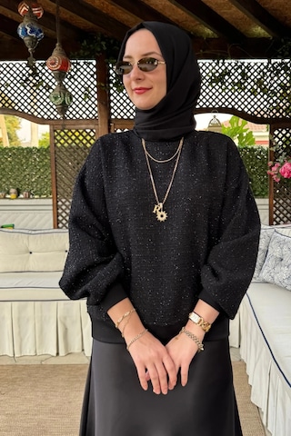 Rabia Şamlı Tüvit Sweat Siyah Normal