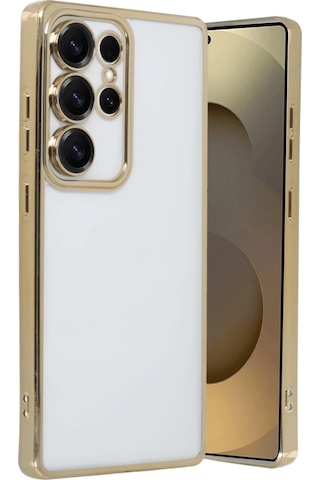 Newface Samsung Galaxy Uyumlu S25 Ultra Kılıf Razer Lensli Silikon Semeglbl - 95 - Gold