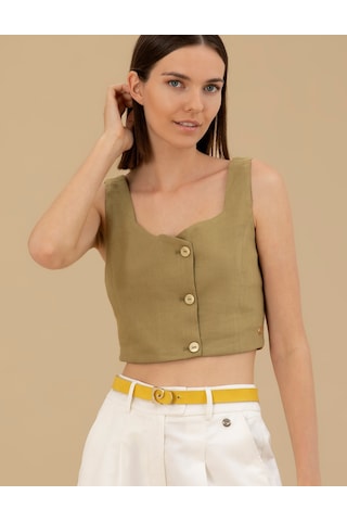 Pierre Cardin Kadın Yeşil Kısa Kollu Bluz 50263098-vr235 Yeşil
