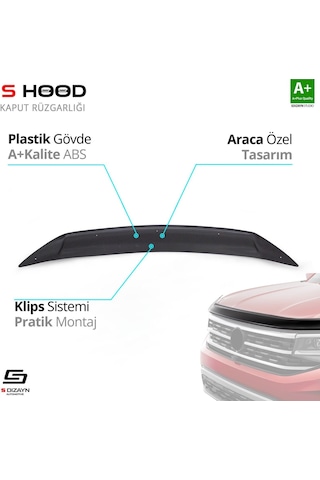 S-dizayn Kia Sportage Abs Plastik Kaput Rüzgarlığı 2011-2015 A+kalite