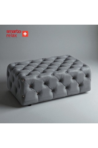 Smarto Relax Puf Swiss Style Guarda Ayaksız Kapitoneli Dekoratif 80x45x45 Cm Ayaksız Kapitoneli Dekoratif Puf Gri