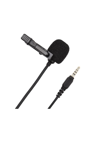 Mufunye Mini Klipsli Yaka Mikrofonu Yaka Kondansatör Mikrofonu 3.5mm Trrs Fişi 1.5m Kablo Rüzgarlıklı Akıllı